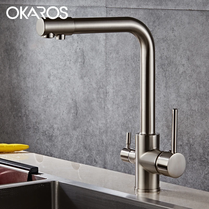 Матовый кухонный кран OKAROS латунный очиститель питьевой воды с матовым
