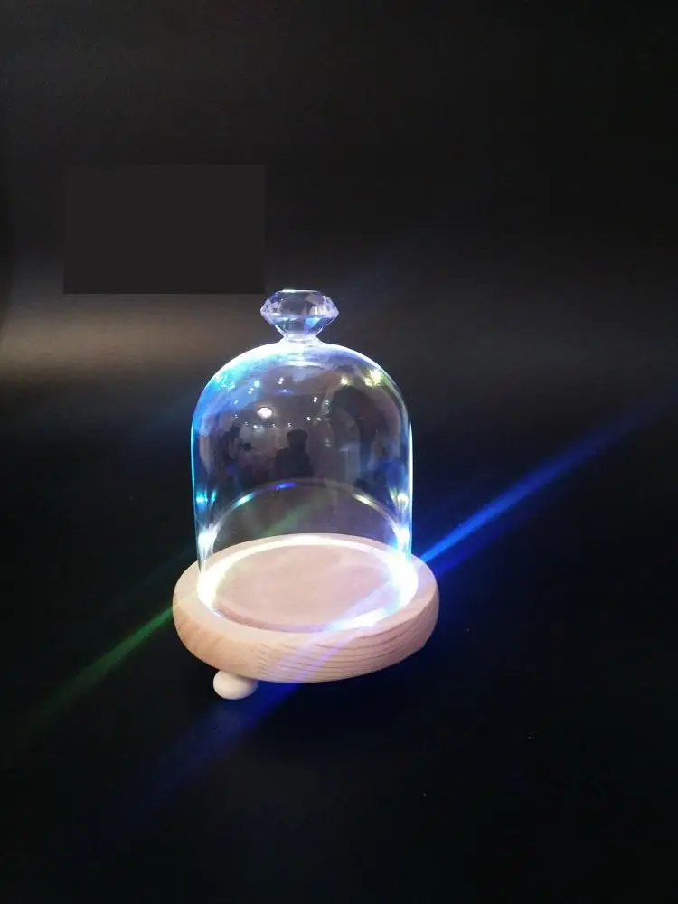 8 шт. цветной светодиодный цилиндрический стеклянный купол с деревянной