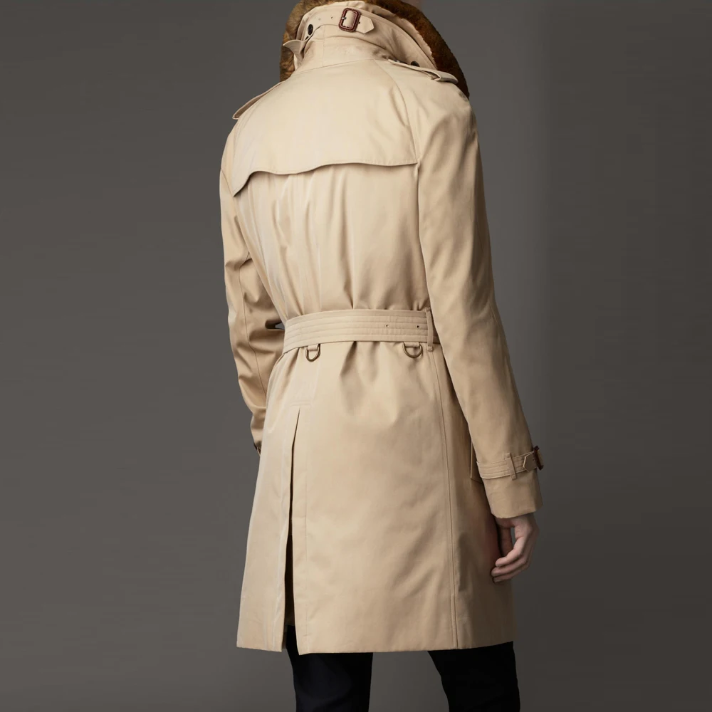 2014 New fashion men casual trench coat autumn and winter double breasted male's long overcoat MC90* |