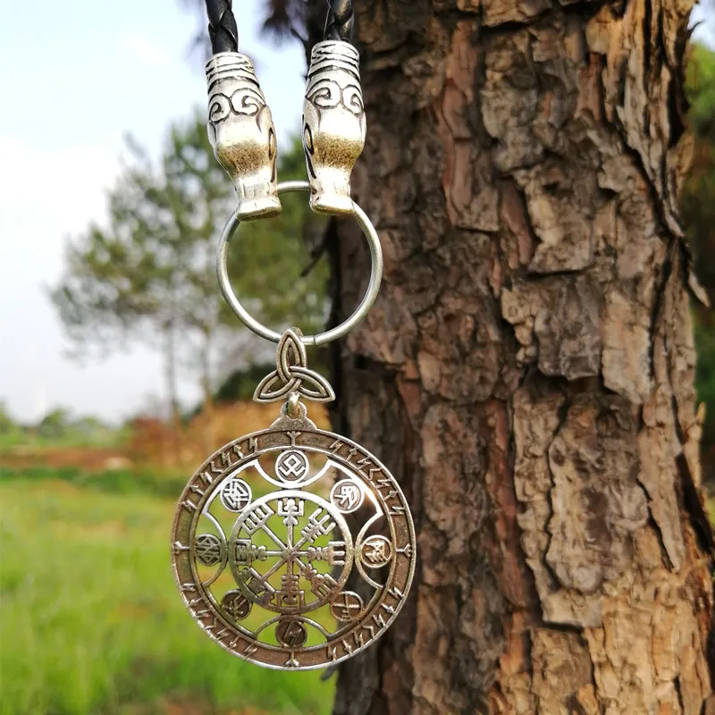 Голова Волка Vegvisir ожерелье с подвеской в форме руны viking кожаное для мужчин и