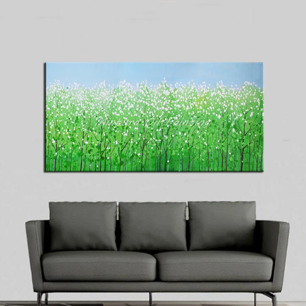 Mintura Art Large Size Hand Painted Tree Flowers Oil Painting On Canvas Modern Abstract Wall Pictures for Living Room Home Decor | Дом и сад