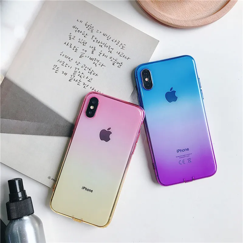 Colorful Gradient Rainbow Phone Case For iPhone X XS MAX XR 10 Soft TPU Silicone Cover iphone 6 7 8 6S Plus Clear Back Shell |
