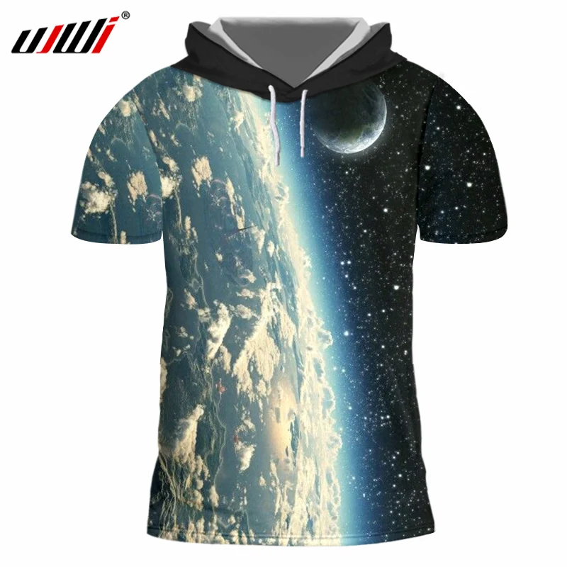 UJWI летняя футболка мужская галактика космическая Луна 3D печать Camisa Masculina