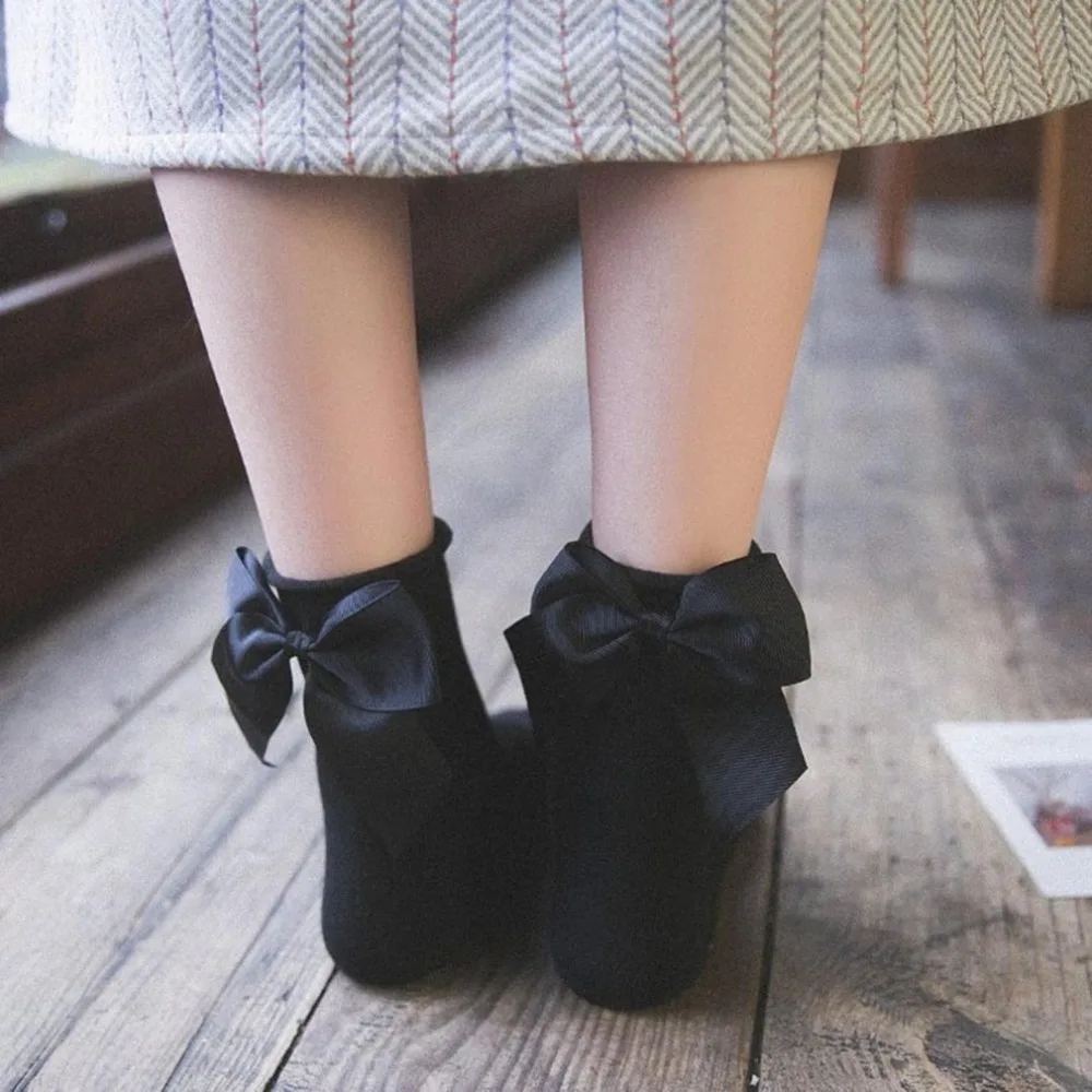 Harajuku/мужские носки с бантом мягкие хлопковые однотонные для студентов забавные