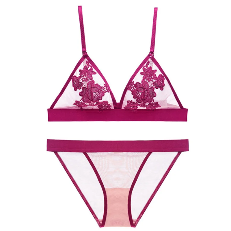 Ультратонкий женский сексуальный комплект с бюстгальтером кружевной тонкий