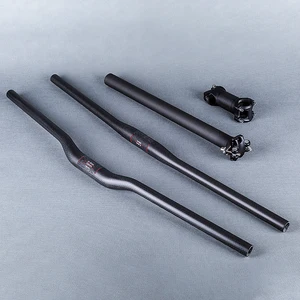 Комплекты для руля для горного велосипеда без логотипа, руль из матового углеродного волокна 3k + подседельный штырь + вынос руля для горного велосипеда