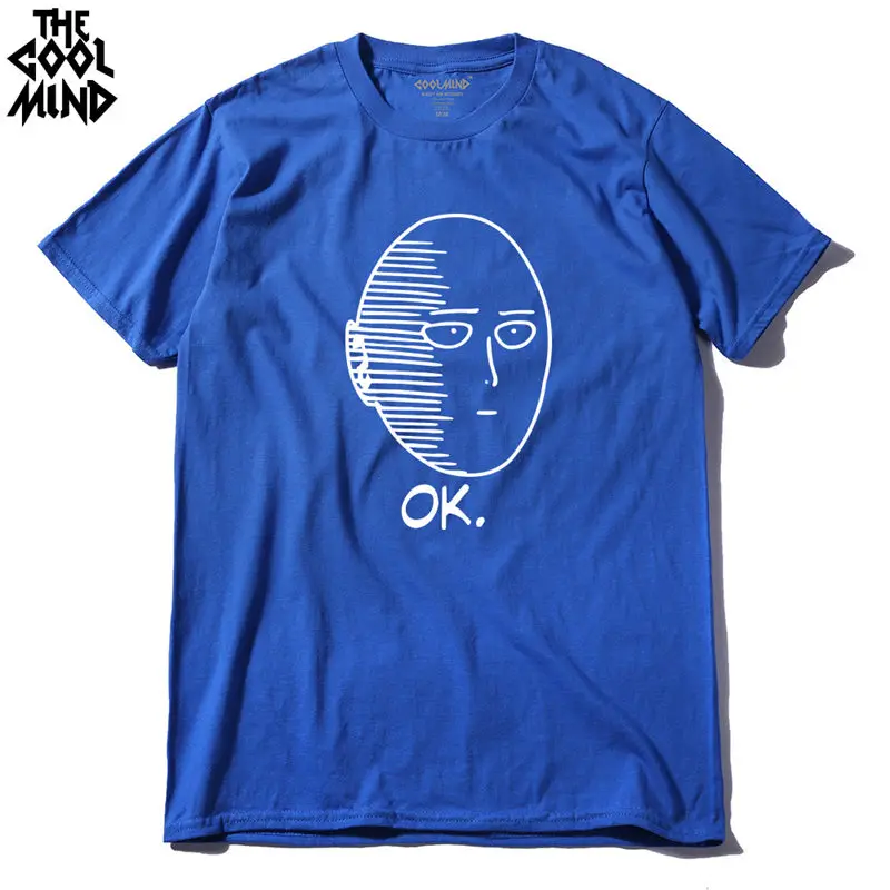 Мужская футболка из хлопка с принтом Аниме One Punch Man, модная, классная, удобная, Мужская футболка, Повседневная футболка для мужчин - Цвет: BL