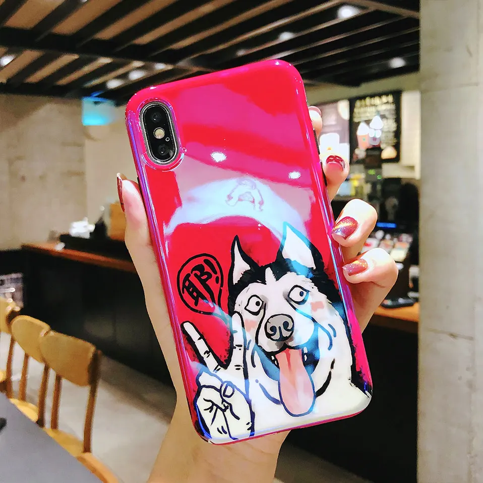 Милая собака шаблон случаи телефона для iPhone 6 6S Коке X XR XS Max высокое качество из