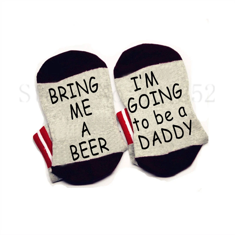 Носки с надписью Bring me a beer I'm to be daddy хлопковые эластичные удобные носки унисекс