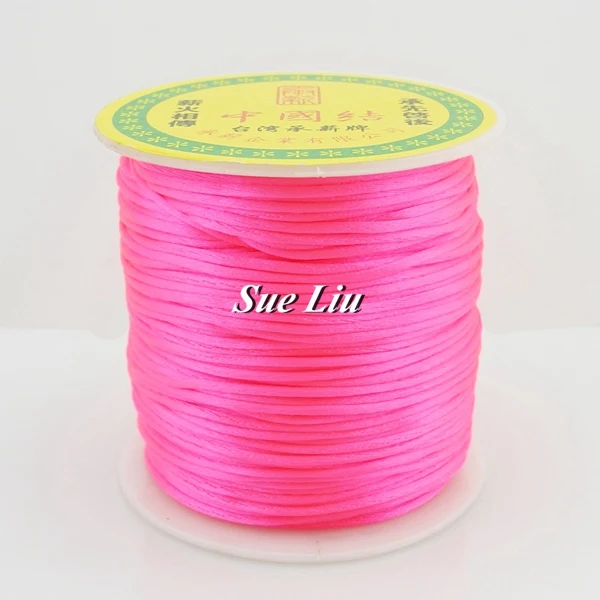Neon Roseo F106 1 мм 48-Цвет Rattail атласный шнур китайский узел Бисер шнур для маленьких Силиконовый грызунок Цепочки и ожерелья: нейлон 80yd катушки NCN7S - Цвет: Neon Roseo F106