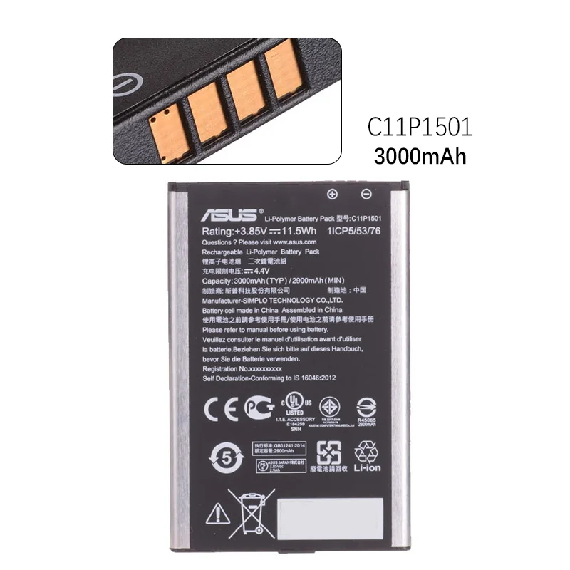 Оригинальный аккумулятор для Asus Zenfone 2 Laser ZE601KL Selfie ZE550KL Z00LD Z011D ZD551K Z00UD C11P1501 3000 мАч