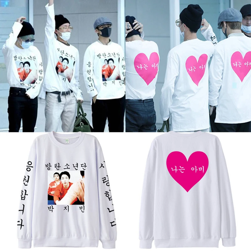 Новинка для фанатов JIMIN V SUGA same paragraph круглый вырез осень зима мужчин женщин
