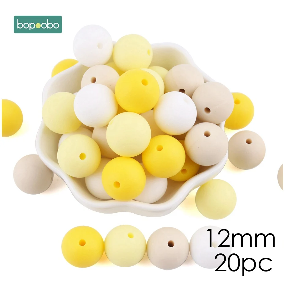 Yellow Series Beads Bopobo, мини грызунок для собак, силиконовый, 15 мм, прорезыватель, бусины, маленькие грызуны, жемчуг, 0-12 месяцев, силиконовый, единорог, погремушка, детский Прорезыватель - Цвет: Yellow Series Beads