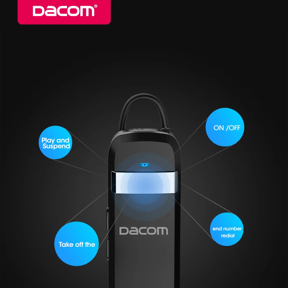 Dacom bluetooth wireless earphone headphone business hands-free earpiece in-ear headset with MIC for iPhone Samsung Phone LG K02 |