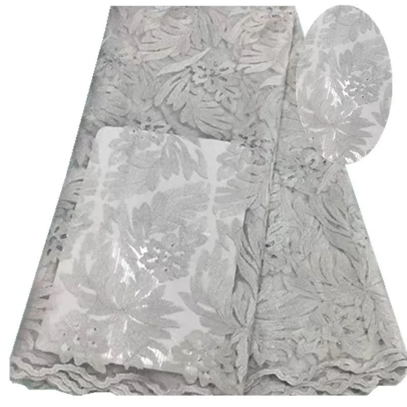 Последние 2017 Light ORANGE Высокое качество сетки Вышивка Кружево с отделкой Камни