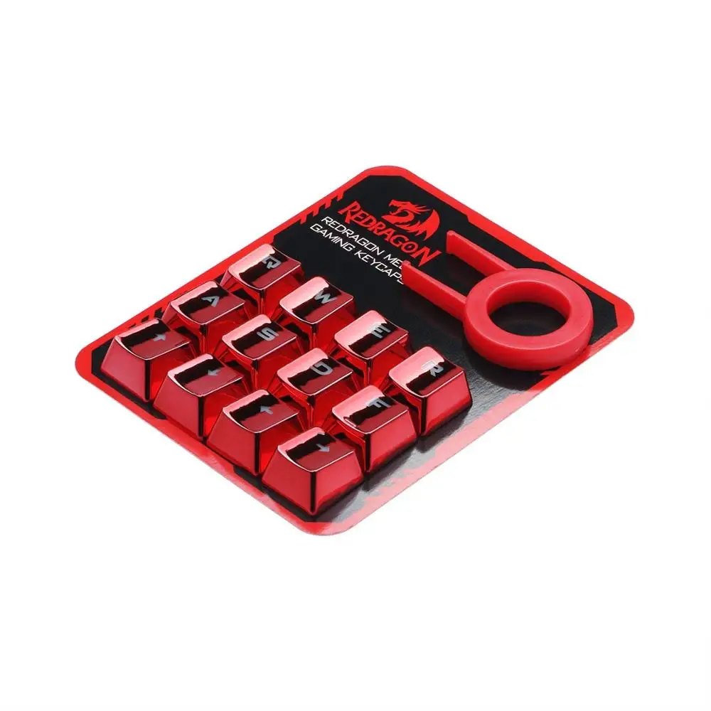 Красный Redragon 12 клавиш PBT двойной удар инъекции с подсветкой металлического гальванического красного цвета колпачки для механических переключателей клавиатуры - Цвет: Красный