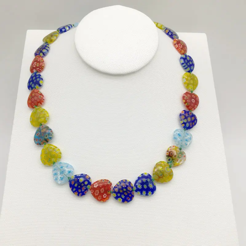 3 шт. Millefiori Lampwork Стекло Мурано сердце Бусины Цепочки и ожерелья Chic