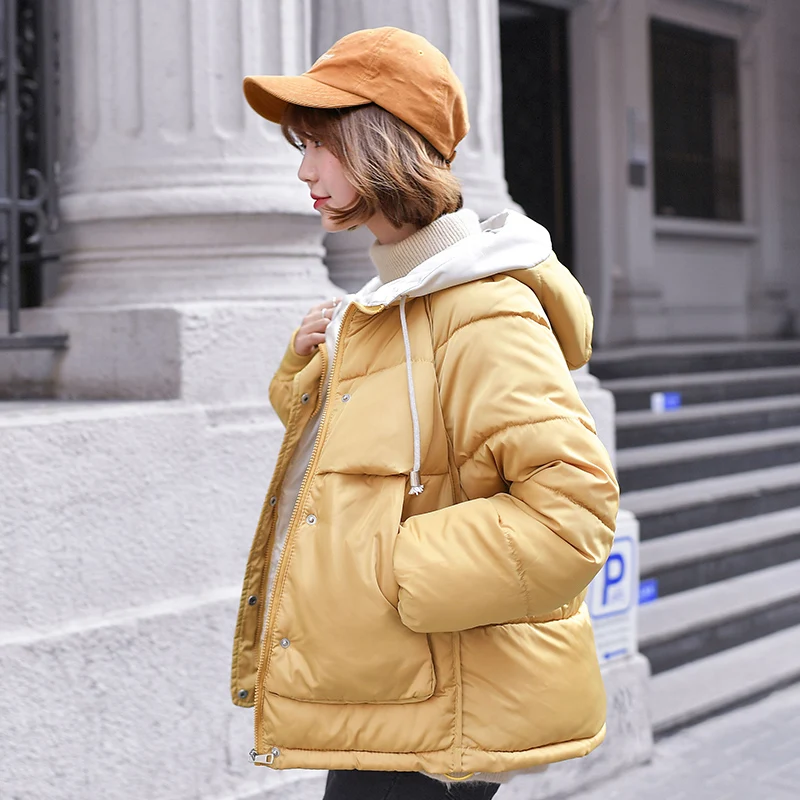 

ALMUERK 2020 Winter Women Fur Parka Hooded Pocket Coat Warm Bomber Jacket Cotton Lose Boyfriend Style Long Plus Size Hoody