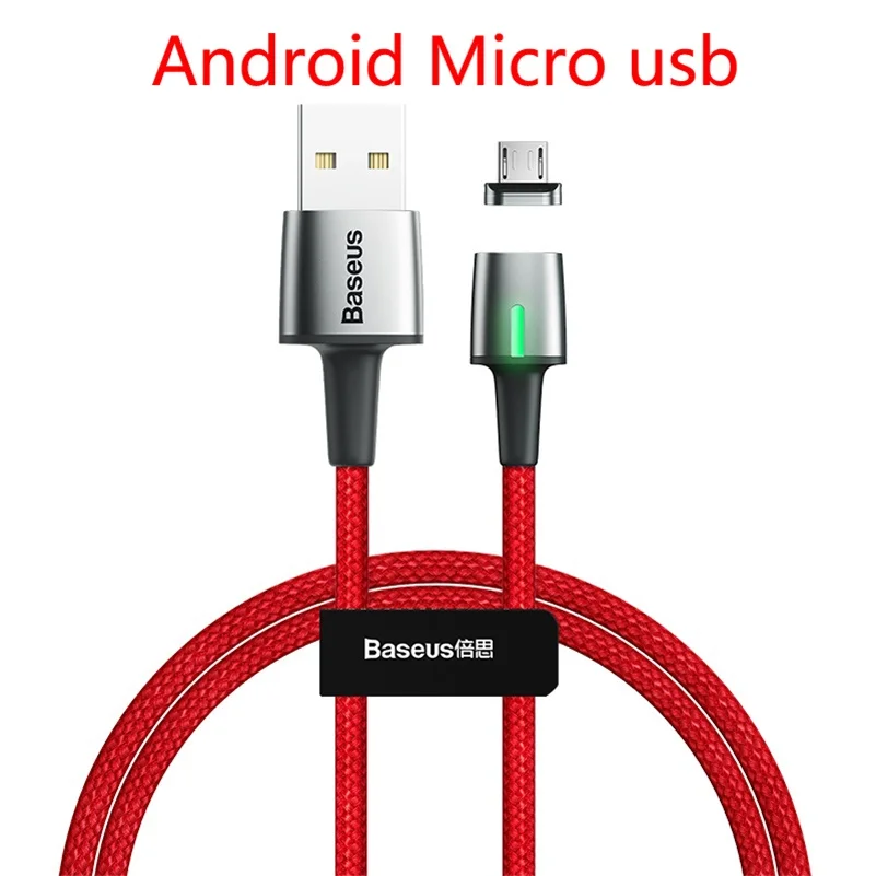 Магнитный кабель usb type c 3A Быстрая зарядка для Samsung Galaxy S8 s9 s10 note 9 huawei oneplus 6 xiaomi 5 micro usb кабель зарядного устройства - Цвет: Android Micro Red