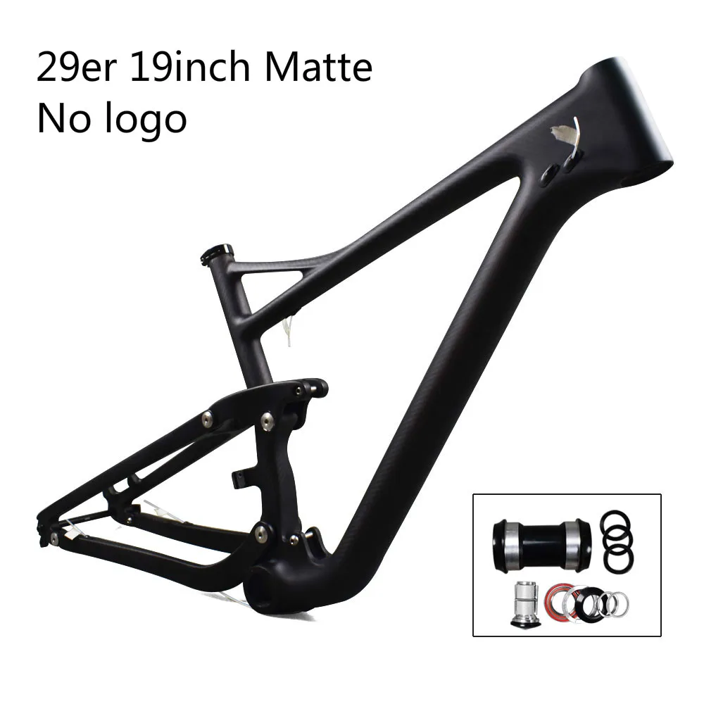 29er 19inch matte Airwolf 29er карбоновая рама подвеска эндуро велосипед в шоке 190*51 мм 142*12 через ось полный Toray T1000 mtb рама подвеска - Цвет: 29er 19inch matte