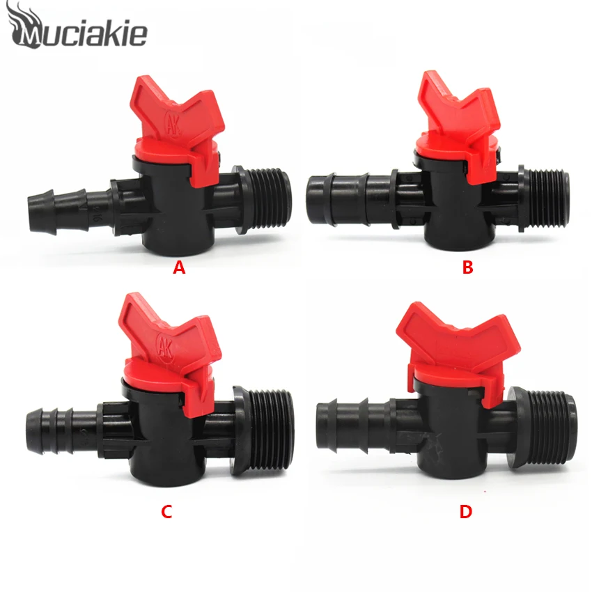 

MUCIAKIE 1/2'' 3/4'' Female Thread to 16mm 20mm Barb PE Pipe Plastic Valve Switch Connector Garden Watering Pipe Fittings