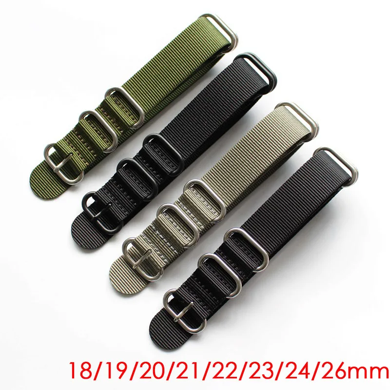 NEW High Quality Straps 18mm 19mm 20mm 21mm 22mm 23mm 24mm 26mm Black Green Gray Sports Leisure Woven Nylon Watchband