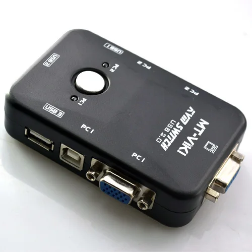 2 порта KVM USB VGA переключатель SVGA расширитель Switcher Box с кнопкой управления + кабеля
