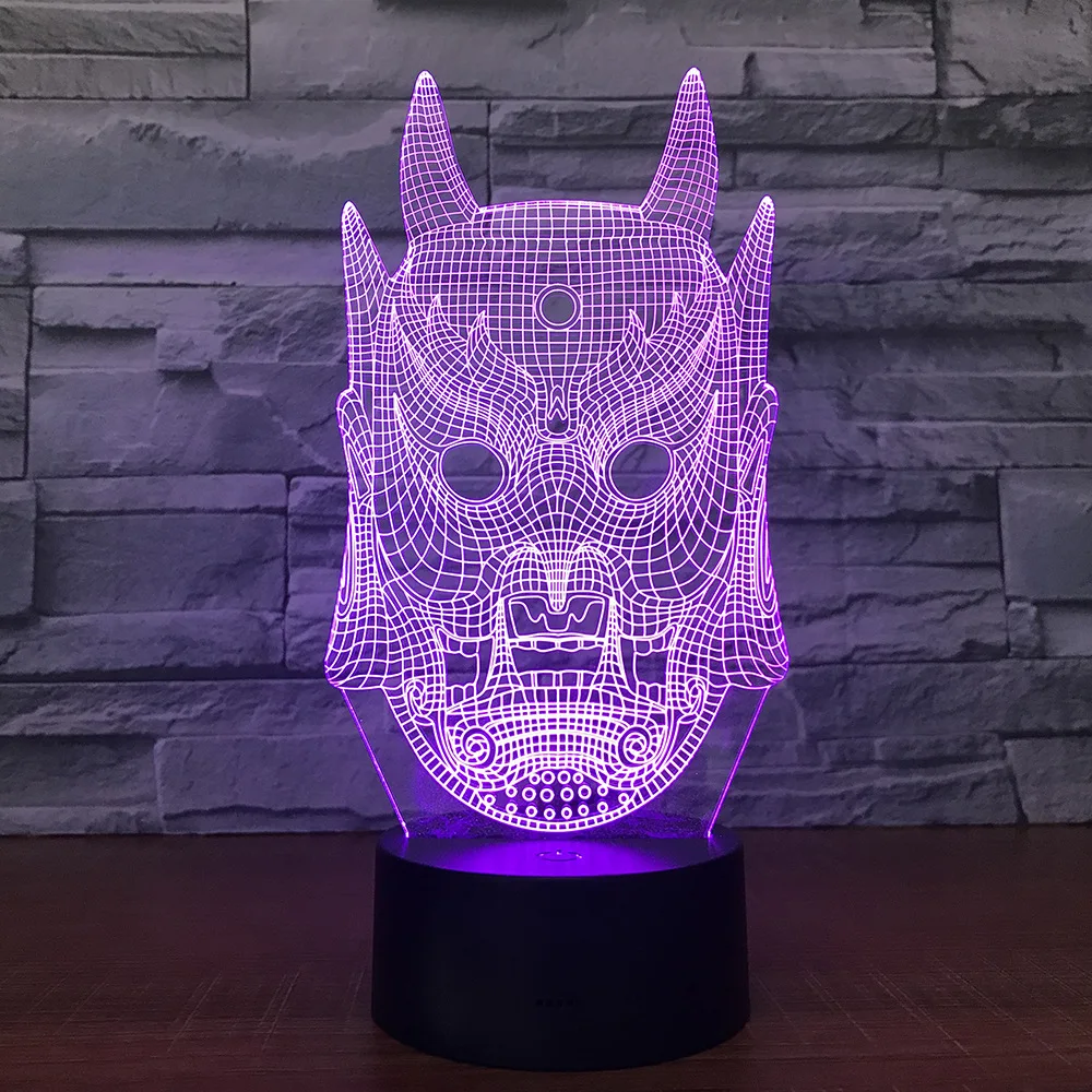 3d лампа в виде маски призрака цветная градиентная атмосферная настольная