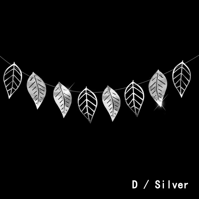 Garlands Silver D Блестящие золотые/серебряные полые бабочки наклейки на стену Цветочные листья висячие дома плакат детские комнаты свадебные украшения - Цвет: Garlands Silver D