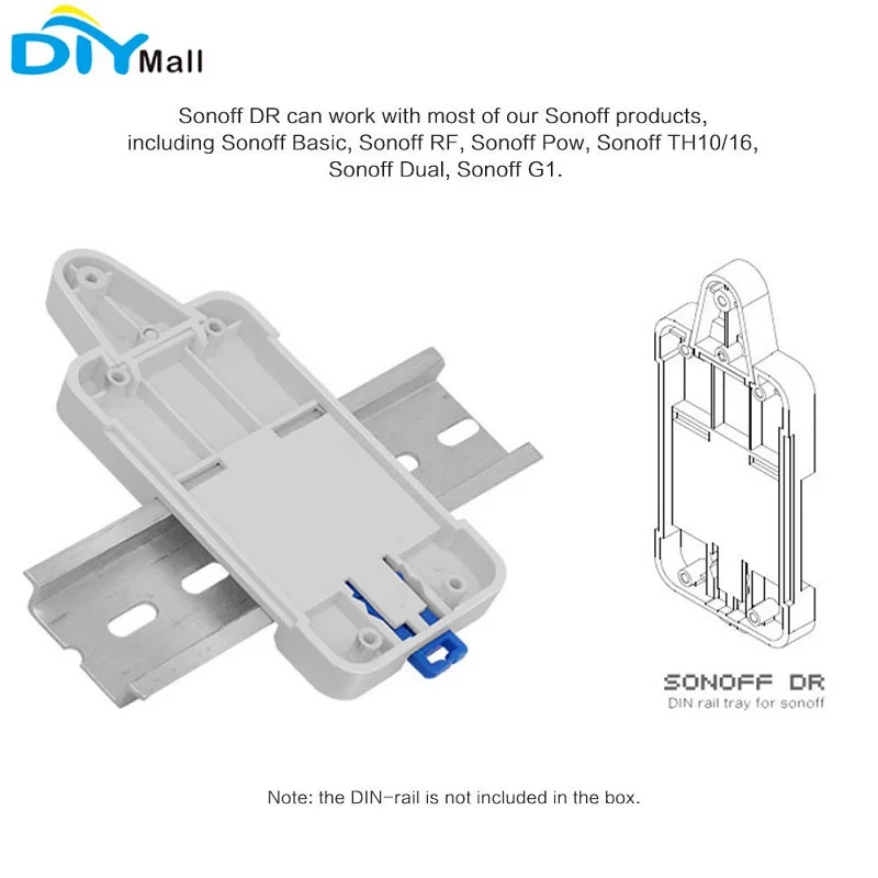 Sonoff DR Tray Sonoff Dual RF Basic DR Tray Wifi переключатель IP66 водонепроницаемый чехол умный дом автоматизация для Android IOS приложение Amazon Alexa Google Nest - Комплект: Sonoff DR Tray