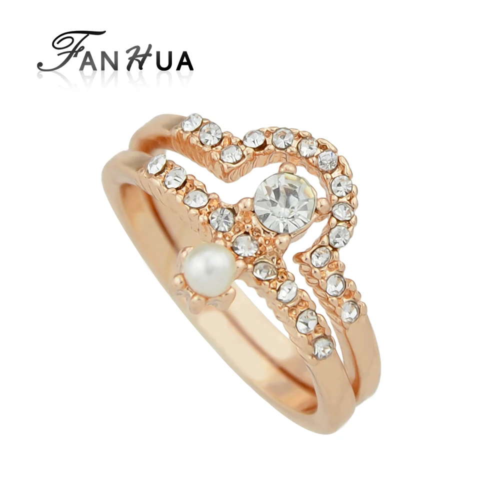 Fanhua 2 шт./компл. роскошные свадебные украшения Rosegold Цвет с имитацией жемчуг горный