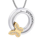 Beattiful Butterfly кулон с пеплом инкрустация Clear Zircon Circle Of Life ожерелье для кремации для женщин ювелирные изделия из нержавеющей стали