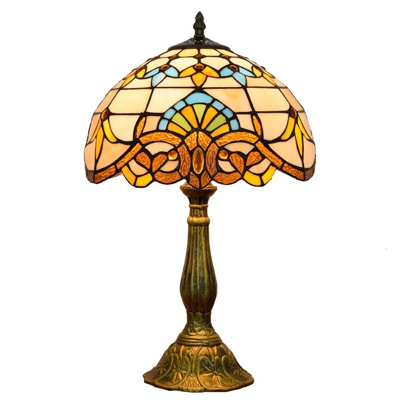 

European Creative Tiffany Stained Glass Baroque Bedroom Bedside Table Lamp Bar Club Glass Lighting WF5111046