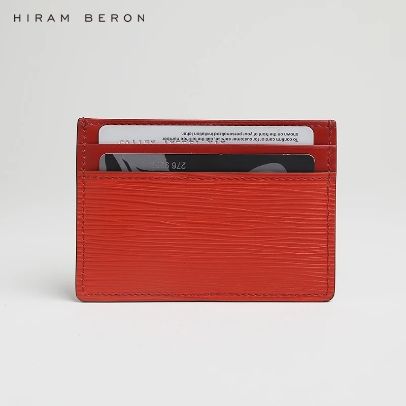 Кожаный тонкий чехол Hiram Beron с монограммой для карт из натуральной кожи