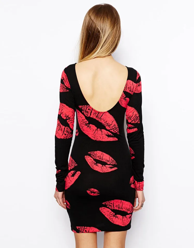 Perfumes and fragrances of brand originals long sleeve lips printed tank dress atacado roupas femininas cute dresses cheap neon |