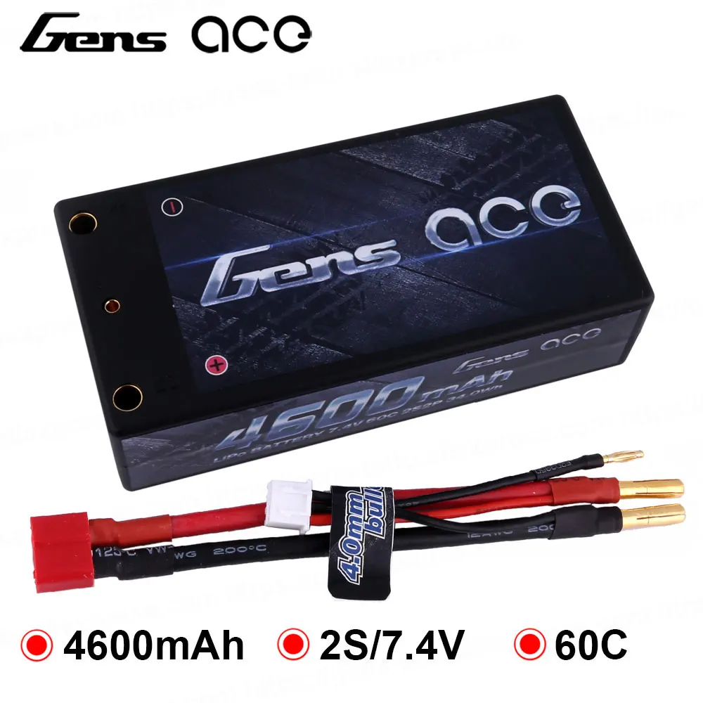 

Gens ace 4600 mAh Lipo батарея 7,4 V Коротких пакетов 2 S 60C RC упаковка батарей 2S2P разъем типа «deans» для Traxxas Losi RC автомобилей с высокой производительность...