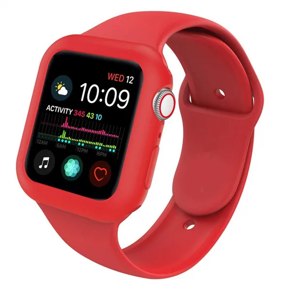 Напульсники для Apple Watch группа 40 мм 44 мм с ТПУ чехол Мягкий Спорт Силиконовый ремешок для iWatch серии 4 /3/2/1 издание браслет - Цвет ремешка: red
