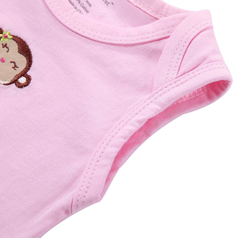 3PCS Бренд Spring Cute Обезьяна Девочки Bodysuit ребенок боди Теплый Короткие без рукавов