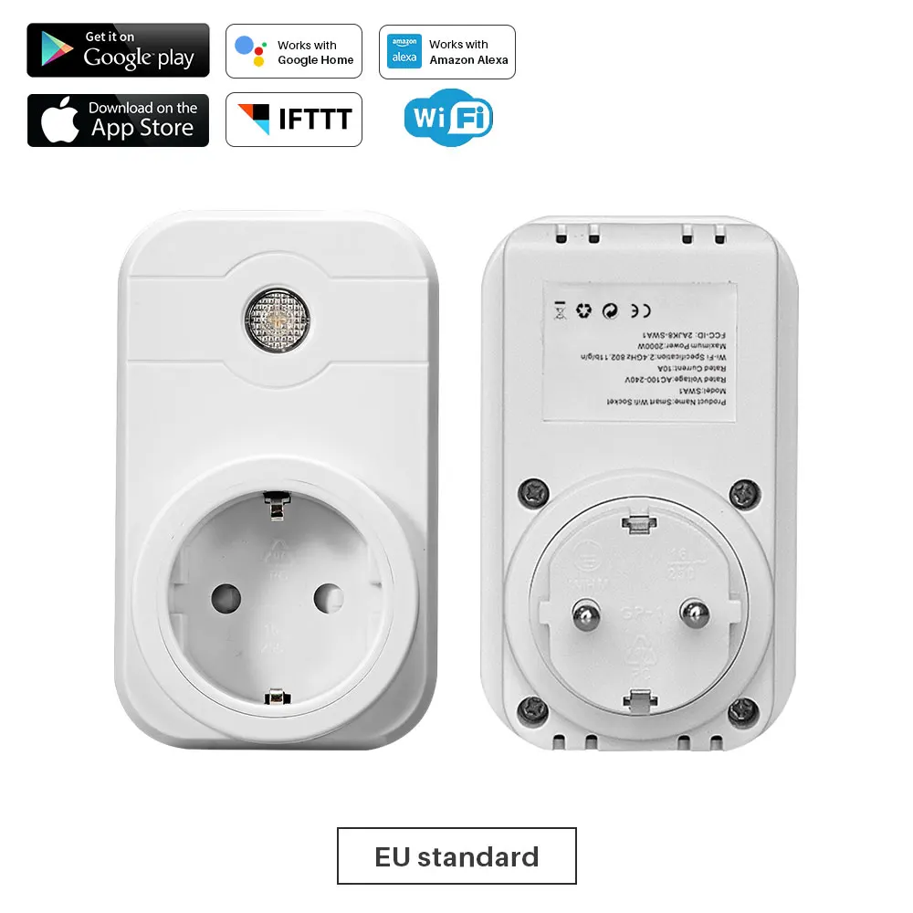 EU Standard Plug WiFi умная розетка с разъемом питания с приложением синхронизации дистанционного управления Совместимость с Amazon Alexa Google Home Mini Smart Home Автоматизация - Цвет: EU Standard Plug