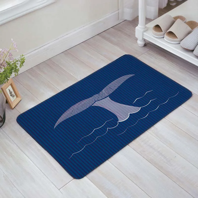 

Cartoon Whale in the Sea Blue Doormat Entrance Mat Indoor/Outdoor Door Mats Floor Mat Rug Mat