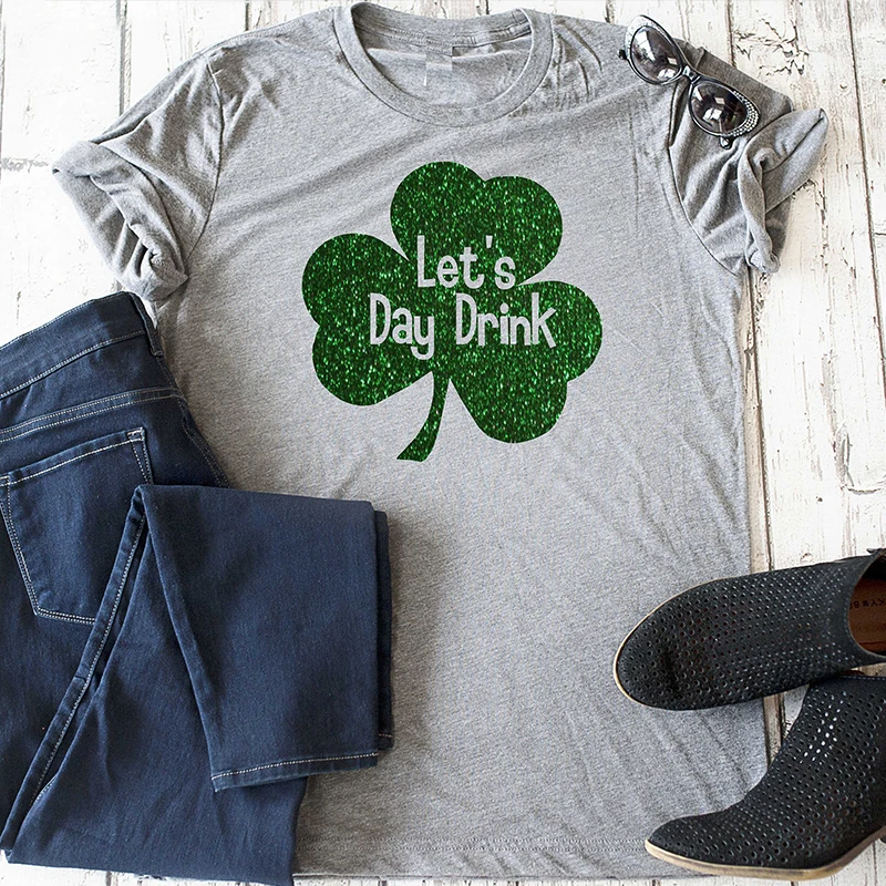 Футболка Let's day drink забавная футболка для девочек на День Святого Патрика