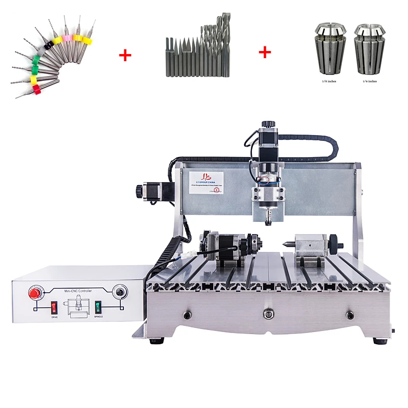 DIY 6040 cnc 4 оси маршрутизатор usb фрезерный станок с 300 Вт шпиндель для