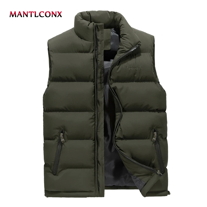 MANTLCONX 5XL 6XL зимние Для мужчин жилет без рукавов повседневные пальто Мужская на