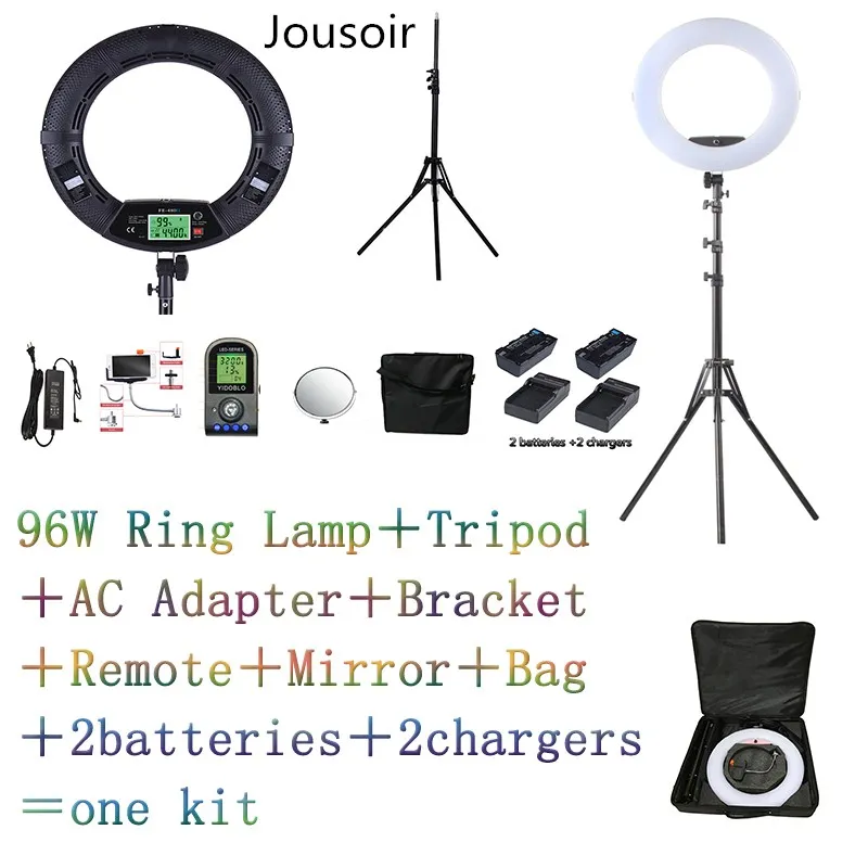 FE-480II Yidoblo Биколорная кольцевая лампа 480 LED Фотография Красота Старые модели Макияж Селфи Освещение + стойка + сумка аккумулятор CD50 включена.