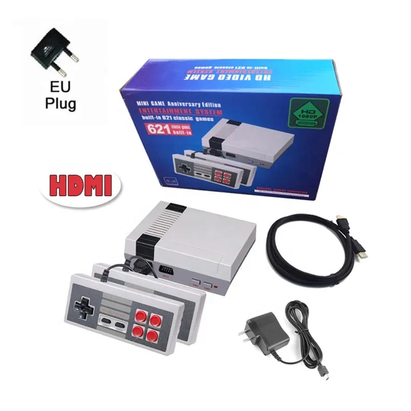 Мини Классические ТВ игровые консоли 8 бит Ретро видео игровая консоль NES встроенные 621 игры HDMI порт портативный игровой плеер отдых - Цвет: EU