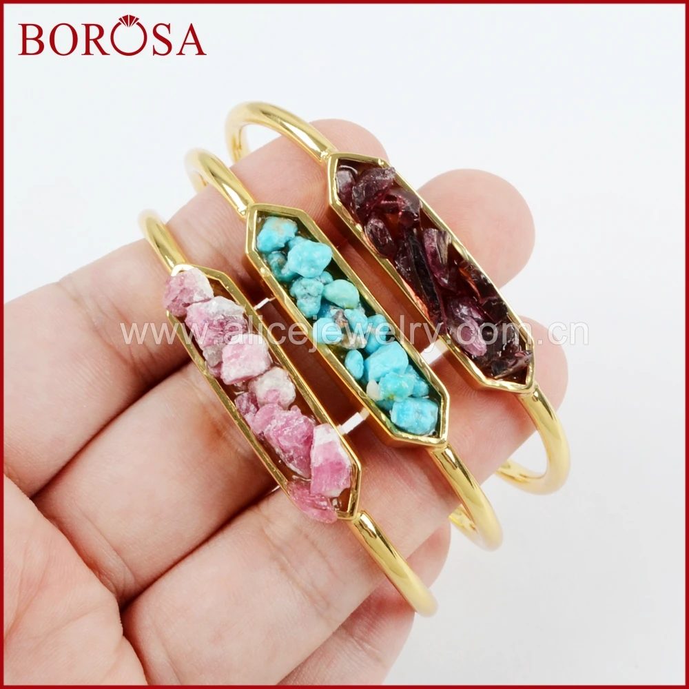 

Женские открытые браслеты BOROSA, золотистые браслеты разных цветов с кристаллами, 5 шт., ZG0256