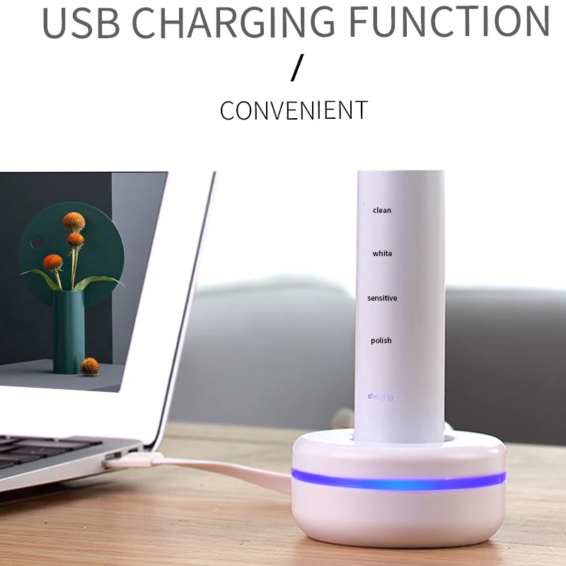 Щетка Зубная ультразвуковая аккумуляторная 5 режимов USB зарядка|Электрические