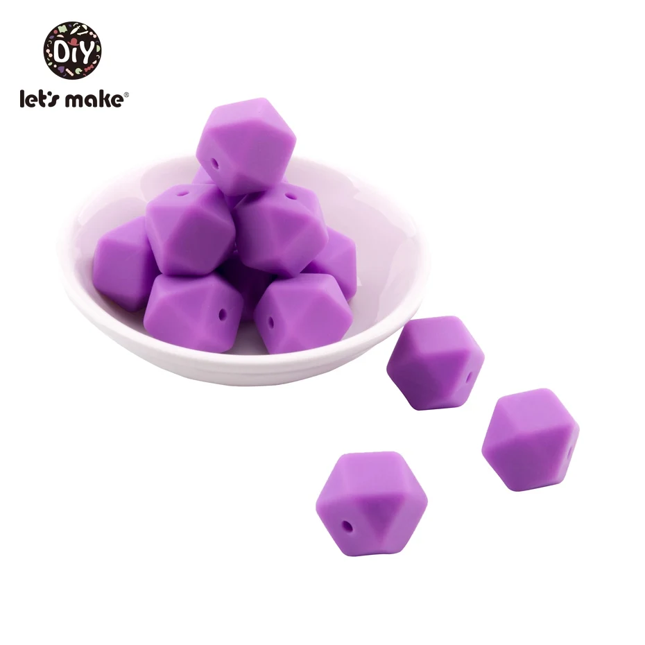 18 Let'S Make 20Pc 14Mm Hexagon Silicone Teether Beads Baby Tiny Rod Multifaced Baby Teething Toy Beaded Silicon Baby Teether Toy - Цвет: 18