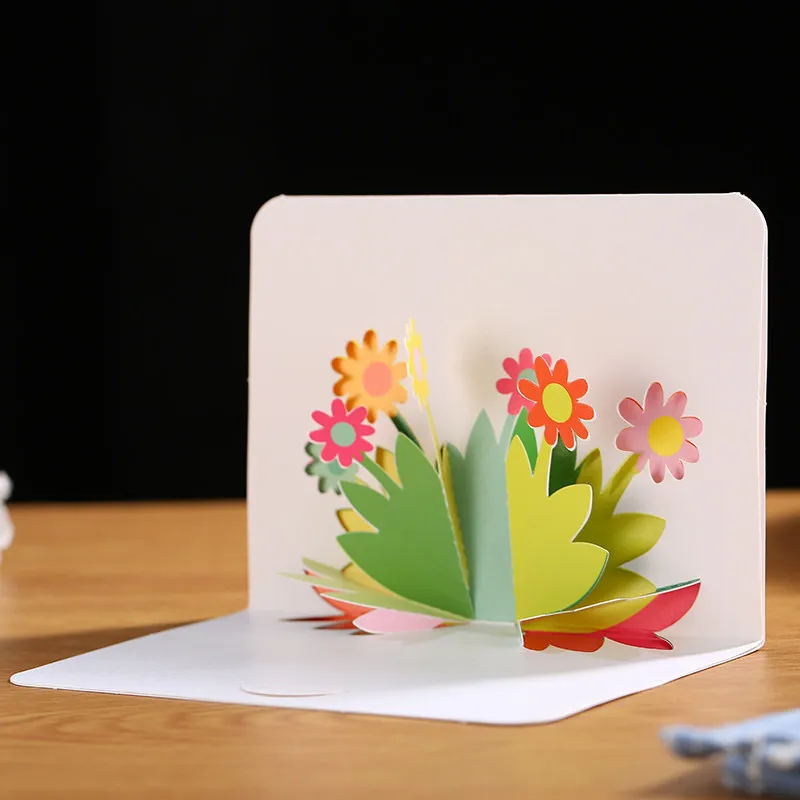 flower 1 шт 3D музыка с днем рождения мультфильм Животные для девочек вечерние открытки для детей Новогодняя открытка на день благодарения бумажные Пригласительные открытки - Цвет: flower