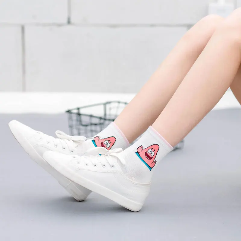 Calcetines gato носки забавные женские милые короткие с героями мультфильмов Harajuku Губка